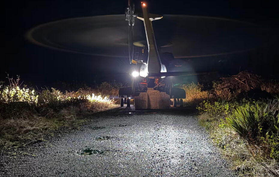 Military helicopter rescues 8 people after landslides on Vancouver Island